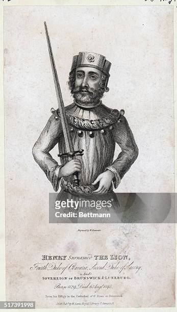Waist-length portrait of Henry the Lion , fourth Duke of Bavaria, second Duke of Saxony and sovereign of Brunswick & Luneberg in the German part of...