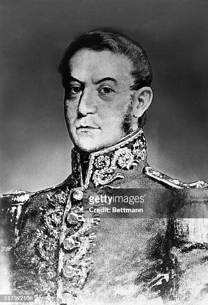 Jose San Martin , South American soldier and statesman. Head and shoulders portrait. Undated illustration.