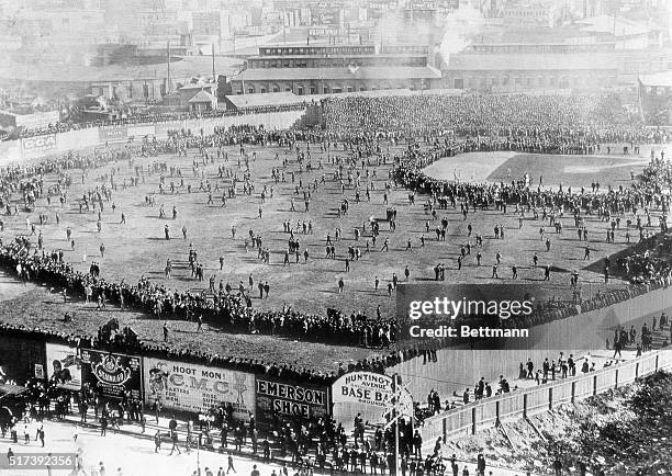 This was the scene of the First World Series as it was played at the Huntington Avenue Ball Field in 1903 where Northeastern University now stands....