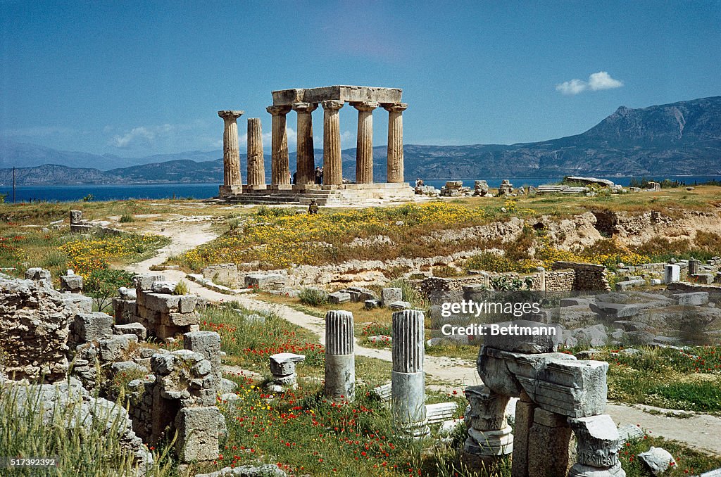 Distant View of the Temple of Apollo at Corinth