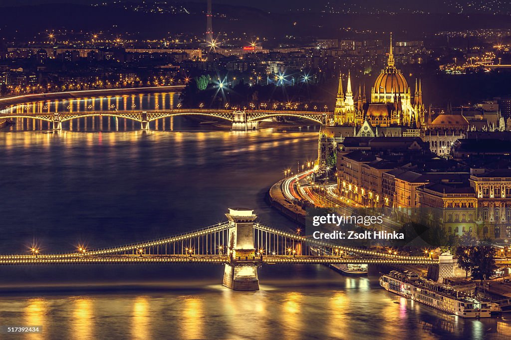 Margaret bridge, Parliament, Chain Bridge, Budapest