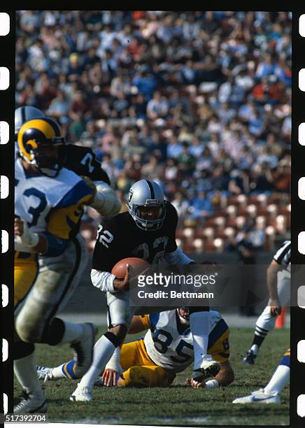 The Los Angeles Raider's running back Marcus Allen during a football game against the Los Angeles Rams.