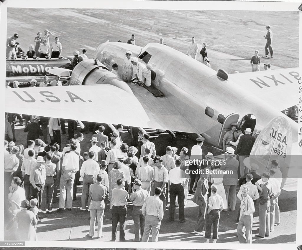 Howard Hughes Lockheed 14 Super Electra Airplane Is Surrounded By howard-hughes-lockheed-14-super-electra-airplane-is-surrounded-by