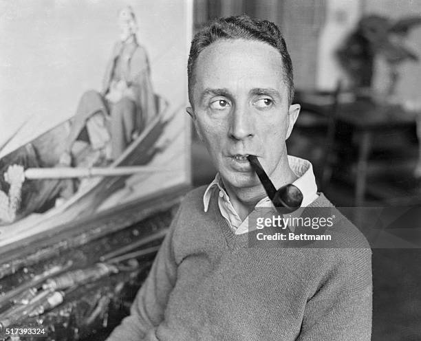 Portrait of Norman Rockwell Smoking His Pipe