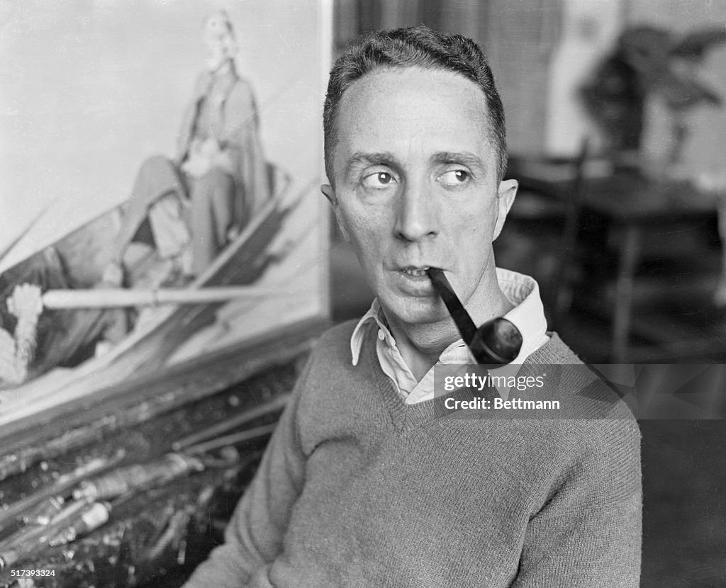 Portrait of Norman Rockwell Smoking His Pipe