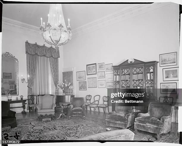 This is the Monroe Room in the White House, which was first used for meetings of the Cabinet during Andrew Jackson's Administration. The room is...