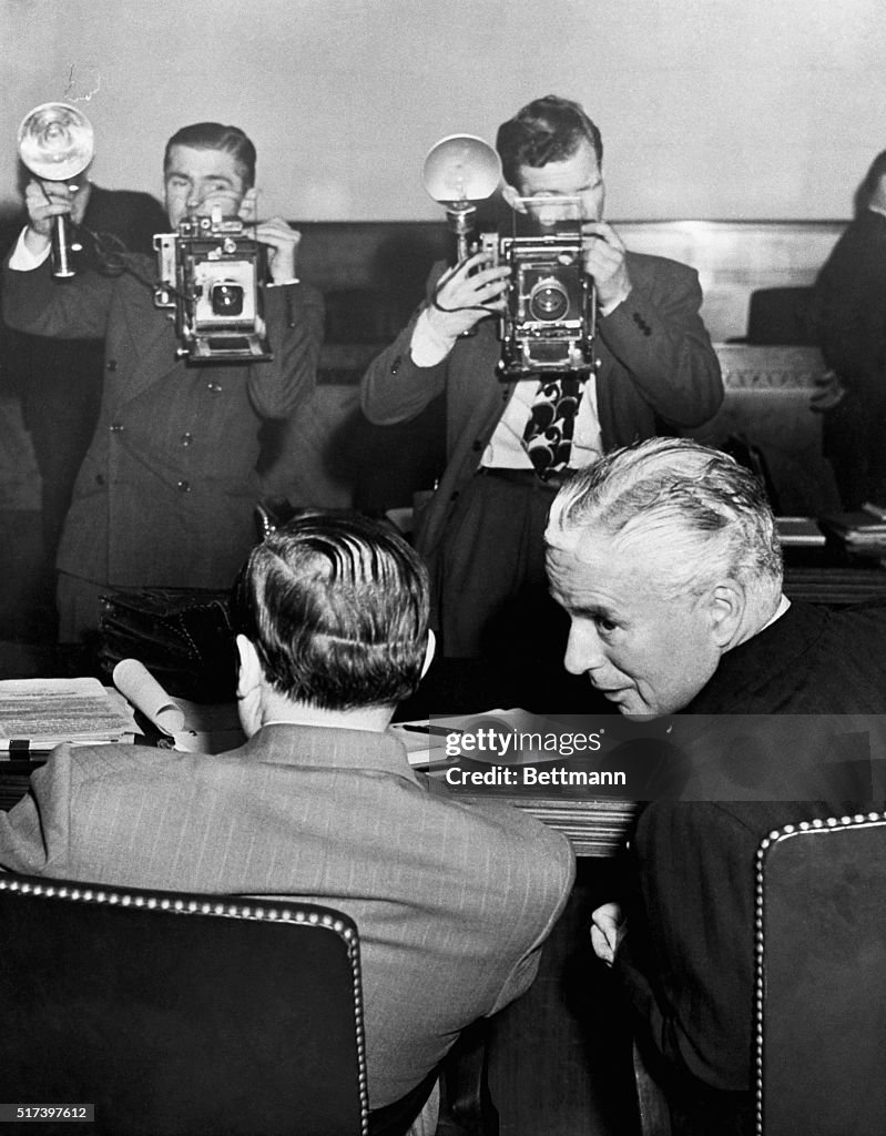 Cameramen Photographing Charlie Chaplin and His Attorney