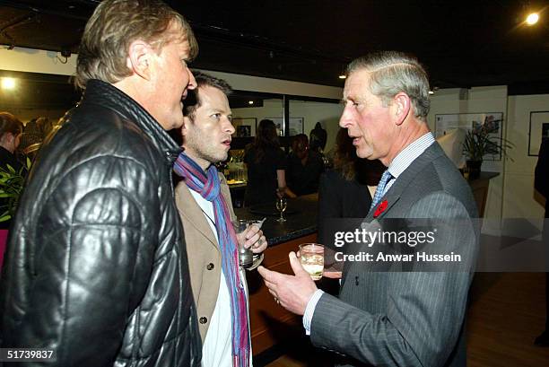 Martin Fry and David Palmer from ABC speak to The Prince of Wales after he arrived with Camilla Parker Bowlese for a charity concert, on November 11,...