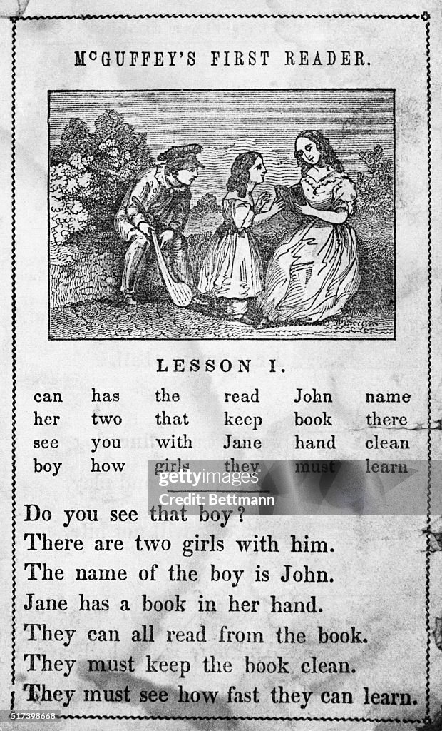 Sample First Reader Illustration to McGuffey's First Reader Lesson I. Woodcut, 1836. News ...