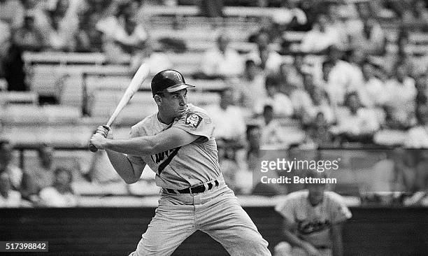 Cleveland, OH Harmon Killebrew, Minnesota Twins, Slugging outfielder, found it rough going 1st game of Twin Bill here against Cleveland Indians...