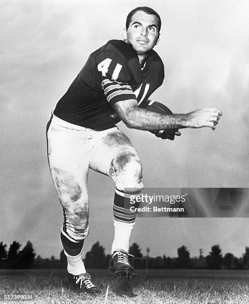 New York, New York: Picture shows a action shot of Chicago Bears running back, Brian Piccolo, who died early 6/16 at Memorial Hospital for Cancer and...