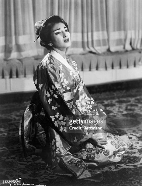 American-born Greek opera singer, Maria Callas as Cio-Cio-San in Madama Butterfly. Composer: Giacomo Puccini.