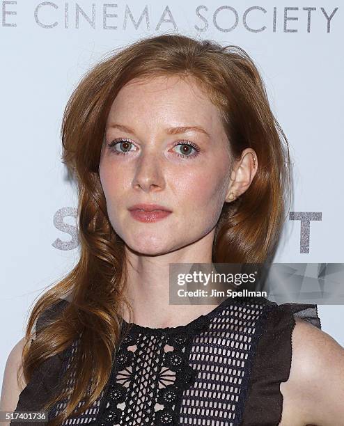 Actress Wrenn Schmidt attends The Cinema Society with Hestia & St-Germain host a screening of Sony Pictures Classics' "I Saw the Light" at Metrograph...