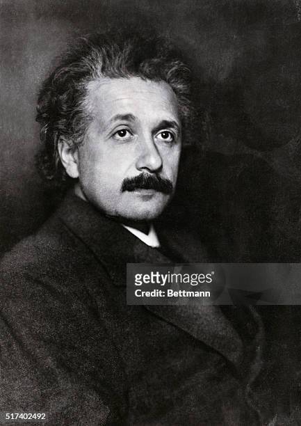 Albert Einstein , Nobel Prize winner in Physics . Head and shoulder portrait.