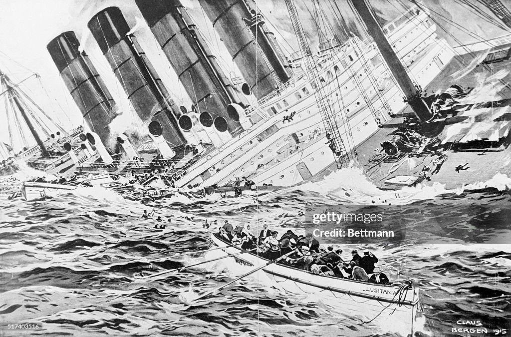 Vavassi Sinking Lusitania Sinking Drawing