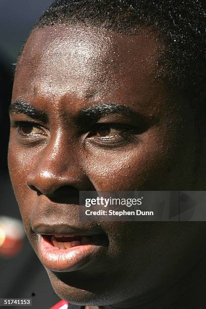 Freddy Adu of the D.C. United prepares for the MLS Cup against the Kansas City Wizards on November 14, 2004 at the Home Depot Center in Carson,...