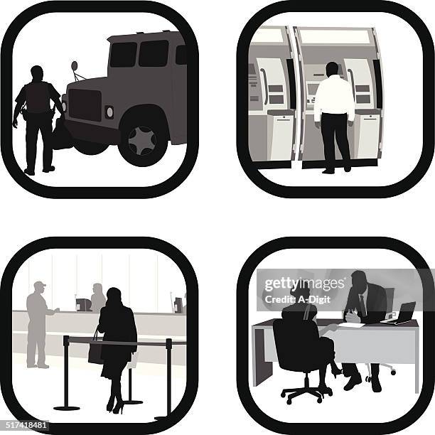 bankinginstitutions - bank teller stock illustrations