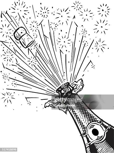 champagne bottle - firework display stock illustrations stock illustrations