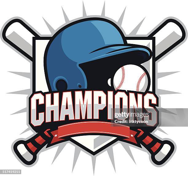 stockillustraties, clipart, cartoons en iconen met baseball softball champions - baseball helmet