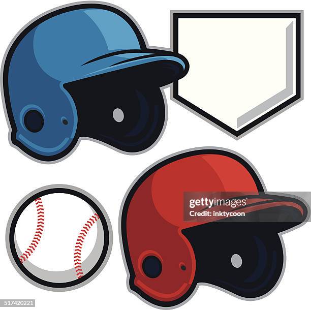 stockillustraties, clipart, cartoons en iconen met mega basedll design pack - baseball helmet