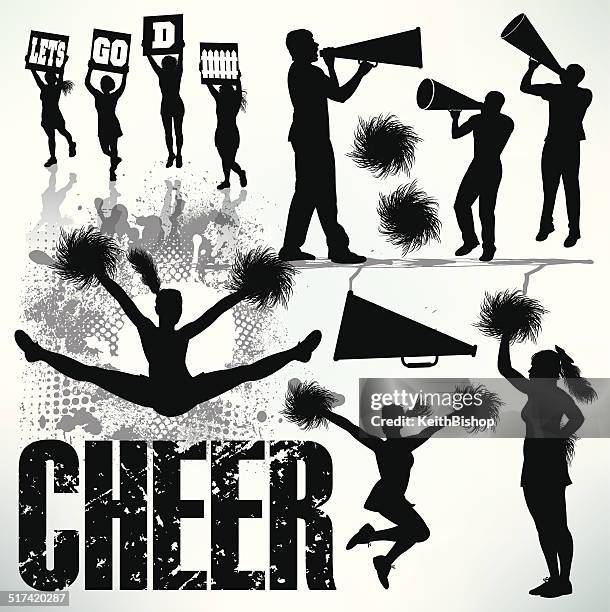 illustrazioni stock, clip art, cartoni animati e icone di tendenza di cheerleaders cheerleading, set, sport - ragazza pon pon