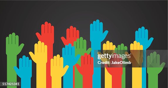 Hands Raised Colored Hands Raised Colored