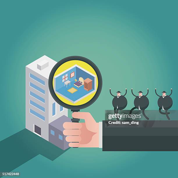 analyzing - looking through hands stock illustrations