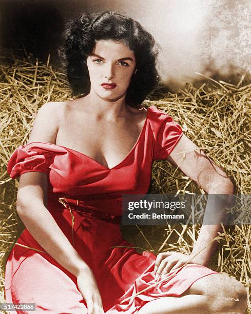 Actress Jane Russell in a portrait session for the movie "The Outlaw" which was released on February 5, 1943.