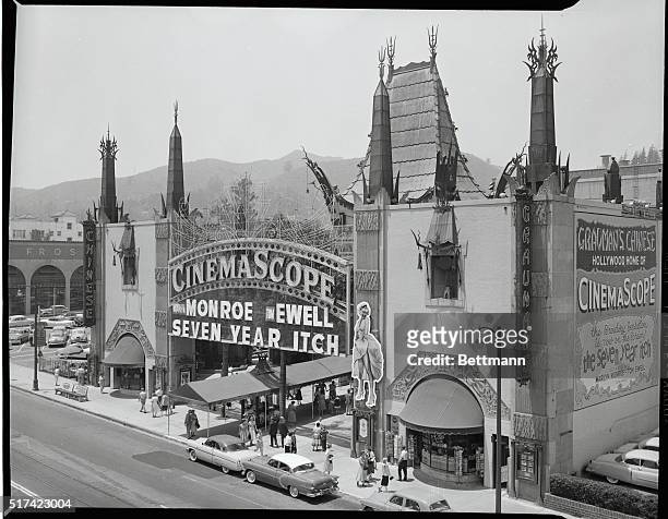 The famous Chinese Theater, then owned by Sid Grauman, showing The Seven Year Itch in 1955.