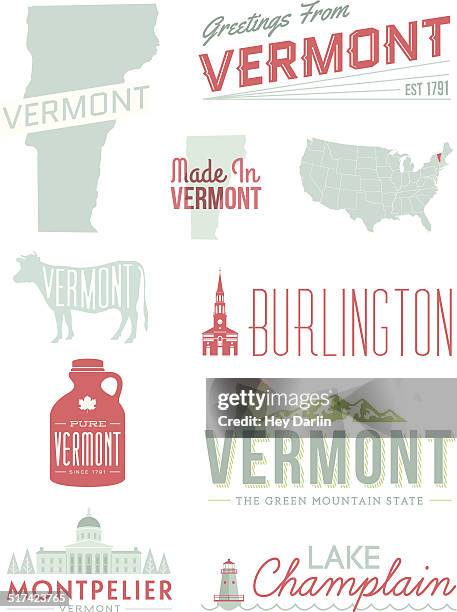 ilustraciones, imágenes clip art, dibujos animados e iconos de stock de vermont la tipografía - burlington vermont