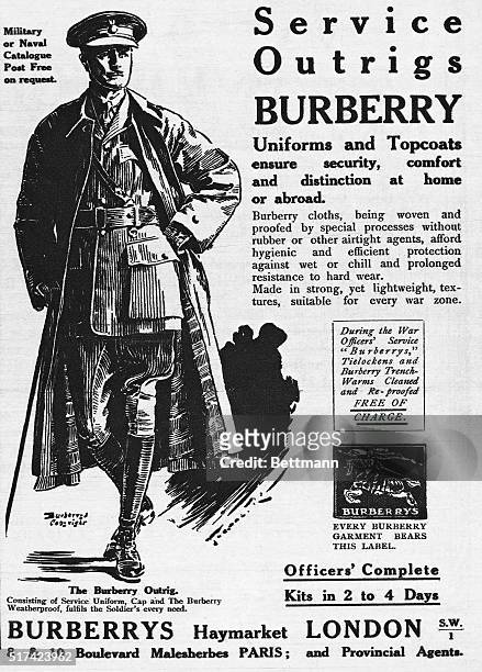 Ad for Burberry's Service Outrigs, 1918.