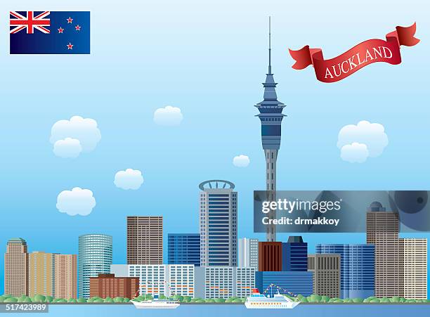 bildbanksillustrationer, clip art samt tecknat material och ikoner med auckland, - auckland sky tower