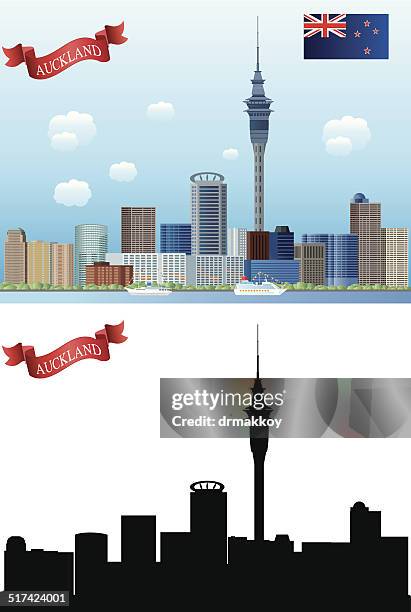 ilustraciones, imágenes clip art, dibujos animados e iconos de stock de auckland - isla norte nueva zelanda