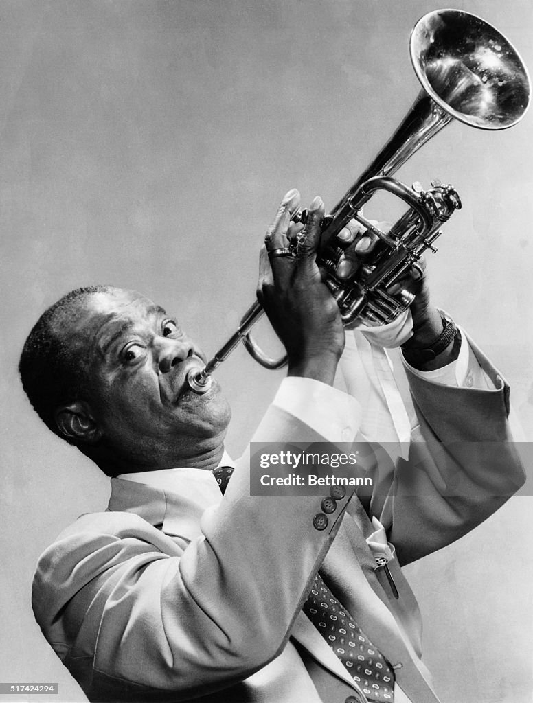 Louis Armstrong Playing the Trumpet