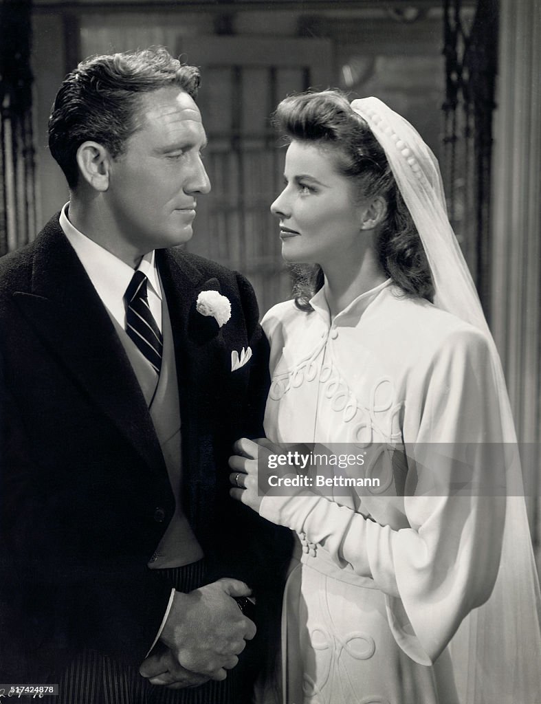 Katharine Hepburn and Spencer Tracy in Wedding Attire