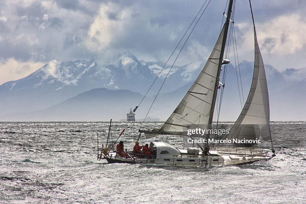 Sailing at the Beagle Channel in Ushuaia