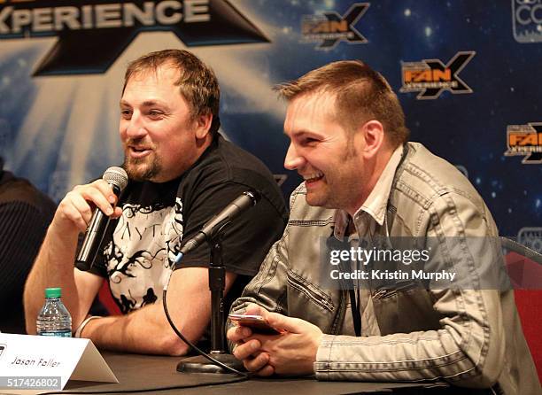 Kynan Griffin and Jason Faller speak on the Mythica Salt Lake Comic Con FANX 2016 Panel on March 24, 2016 at the Salt Palace Convention Center in...
