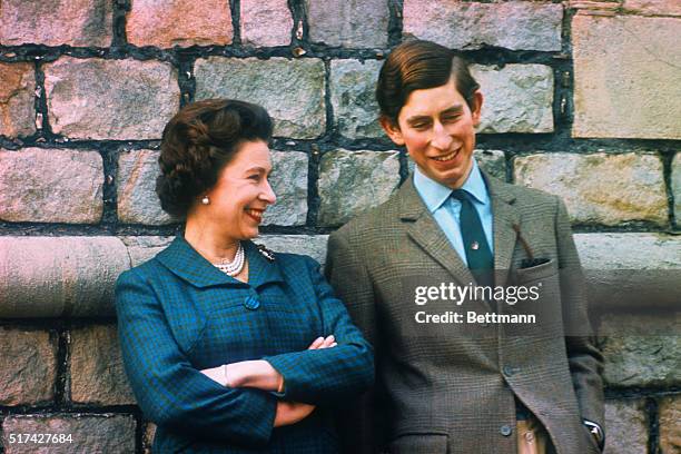 Prince Charles and Queen Elizabeth are shown here at their Windsor home, April 1969.