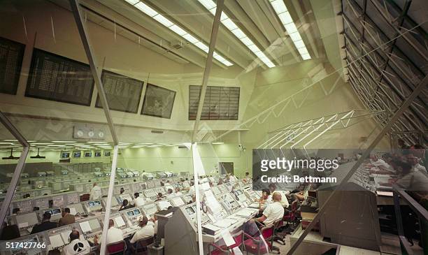 The Launch Control Center, Firing Room 3, bustles with activity during May 6th dry portion of the countdown demonstration test, a dress rehearsal for...