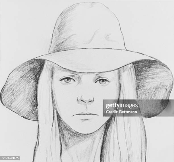 August 10, 1970 - Fort Brag, North Carolina: Artist's sketch was submitted at the preliminary hearing, showing the woman that Captain Jeffrey...