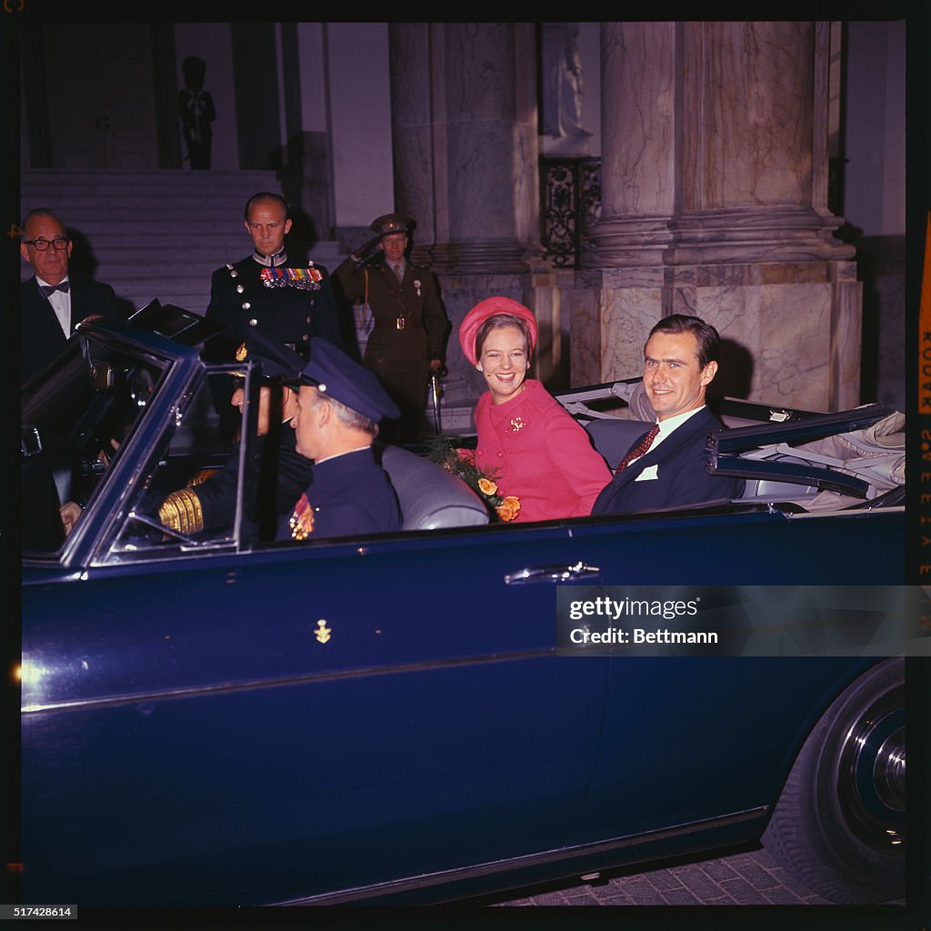Princess Margrethe Riding in Car with Colleague