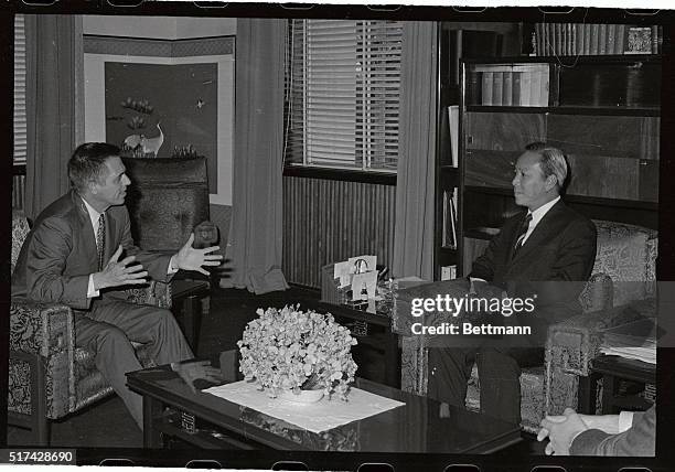 Senator James L.Buckley , R-N.Y., confers briefly with South Vietnamese President Nguyen Van Thieu at the Presidential Palace late 1/17. The junior...