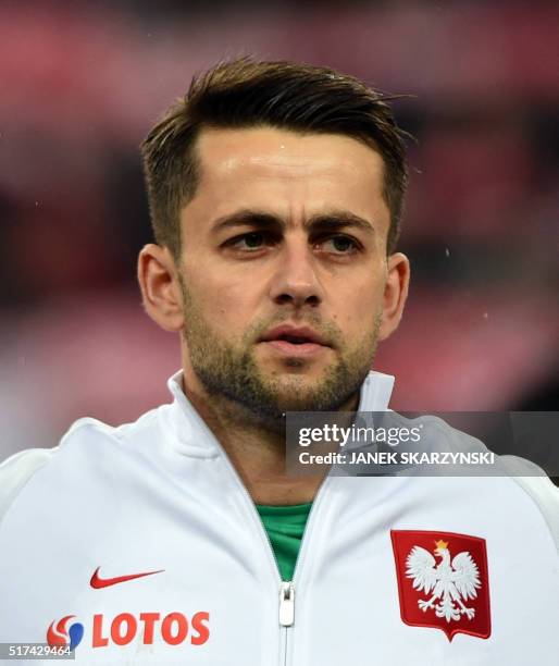 Poland's Lukasz Fabianski poses for a team picture ahead the international friendly football match against Serbia on March 23, 2016 in Poznan.