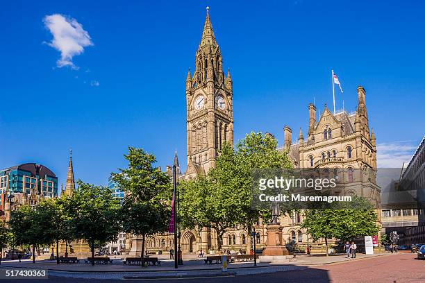 albert square, the town hall - manchester england stock pictures, royalty-free photos & images