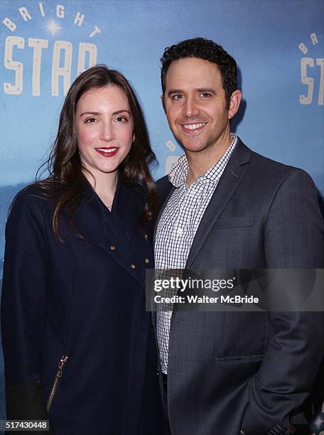 Jessica Hershberg Fontana and Santino Fontana attend the Broadway Opening Night Performance of 'Bright Star' at the Cort Theatre on March 24, 2016 in...