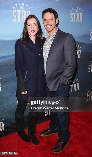 Jessica Hershberg Fontana and Santino Fontana attends the Broadway Opening Night Performance of 'Bright Star' at the Cort Theatre on March 24, 2016...