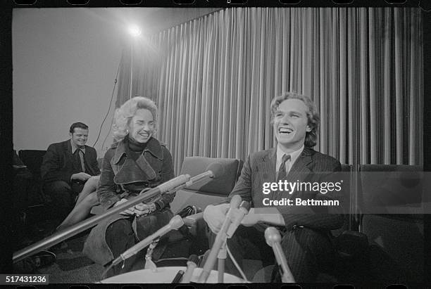 Joseph Kennedy II enjoys a laugh with his mother Ethel, during a press conference at Logan Airport upon his arrival from an Arab guerillas hijacked...