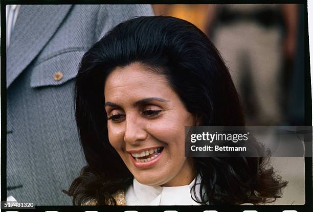 Washington, DC- ORIGINAL CAPTION READS: Mrs. Cornelia Wallace, wife of Governor George Wallace speaks to reporters after visiting the Secret Service...