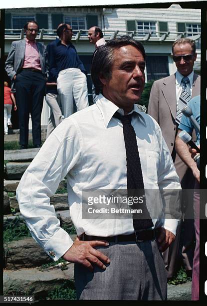 Rockville, MD: Sargent Shriver who was selected by George McGovern to be his vice-presidential running mate, on the lawn of his home in Rockville,...