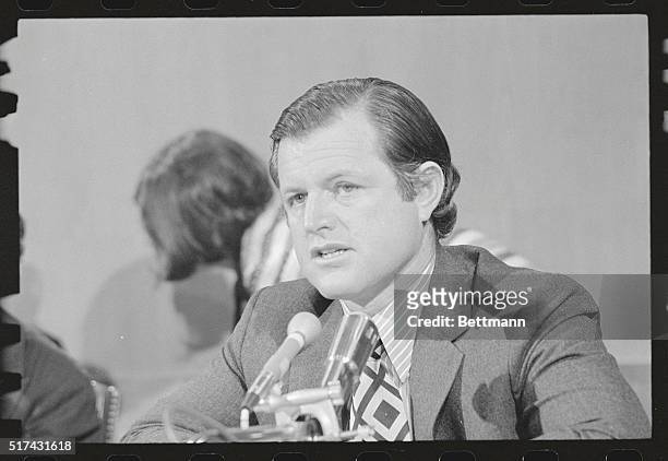 Washington: Nixon Spokesman On School Funds Caught In Crossfire Before Senate Committee. HEW Secretary Elliot Richardson, testifies before senate...